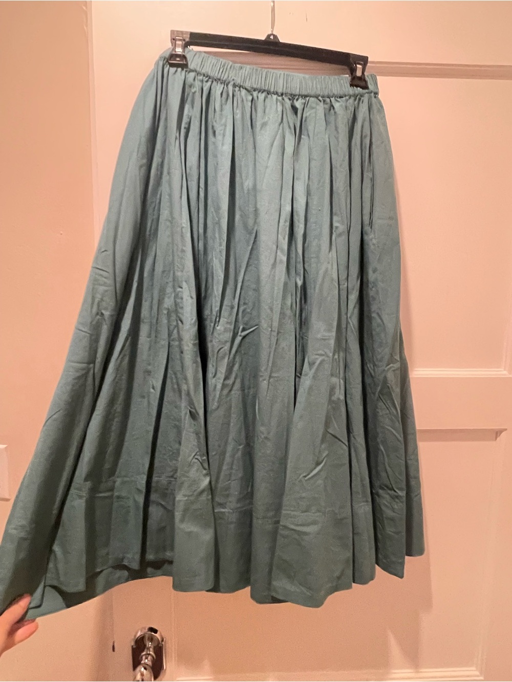 Free People Teal Pleated A-Line Midi Skirt